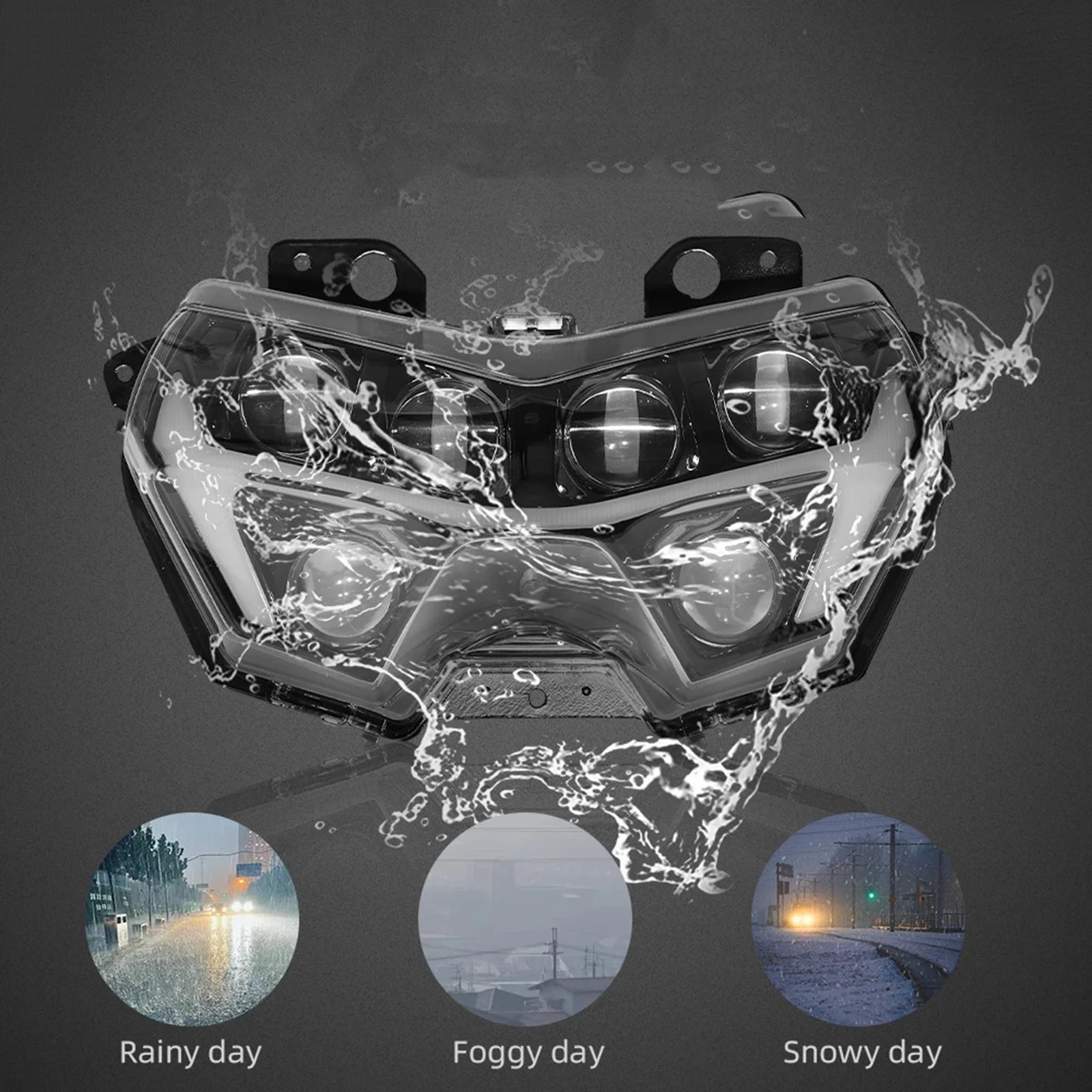 

Full LED Headlight Assembly for Kawasaki Z900 Z400 Z650 White DRL Custom Modified Front Head Lamp High/Low Beam