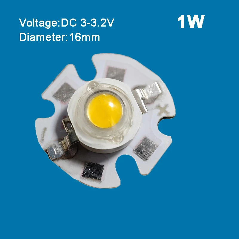 LEDビーズライト3V,5V,1W,ウォームホワイト,4000k,ブルーグリーン,レッド,16mmスターベース,10個