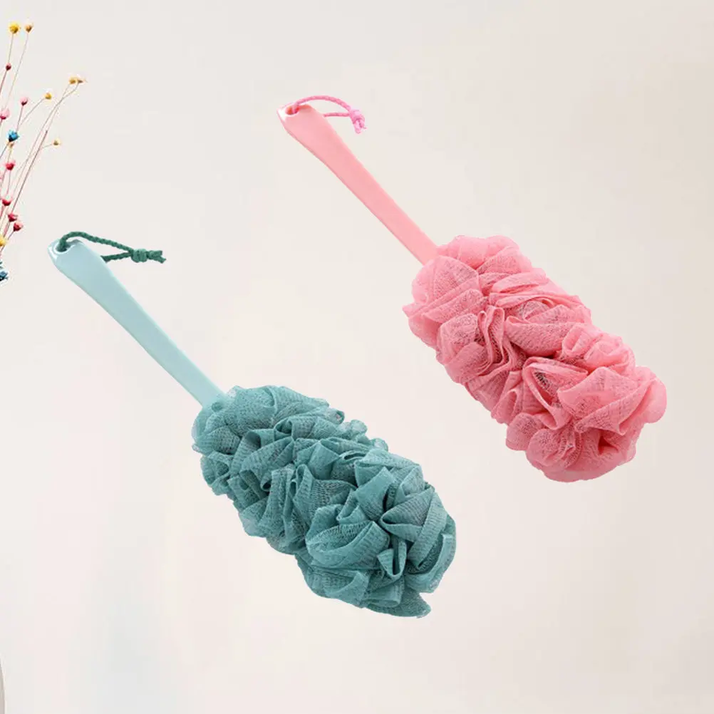 2Pcs Bath Brush Long Handle Eco-Friendly Scrubber for Shower Dead Skin Removal Exfoliating Foot Massage Back Bath Balls