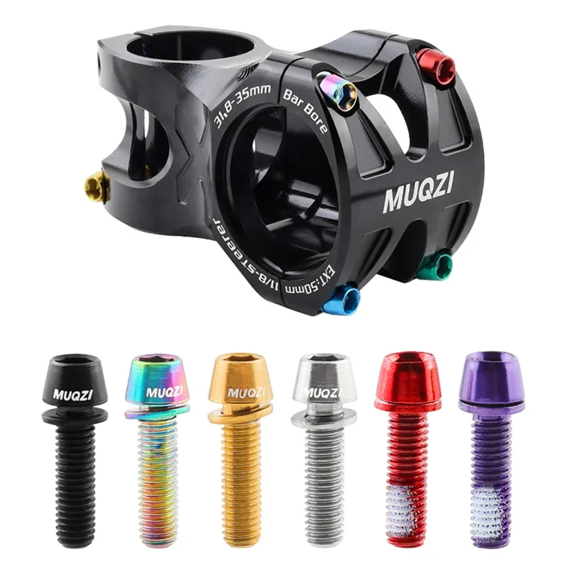 MUQZI 6pcs Stem Bolts M5x17mm Bicycle Handlebar Stem Screw With Washer MTB Road Bike Stem Riser Screw image 3