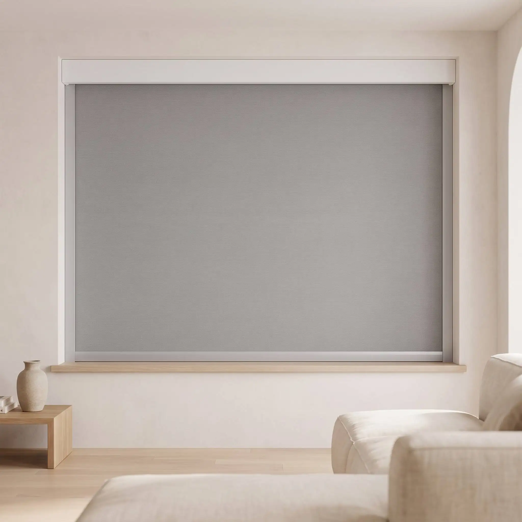 Custom Cordless Blackout Roller Blinds with Side Tracks, Premium Woven SK Fabric Zero Light Gap, Thermal Insulated Child Safe