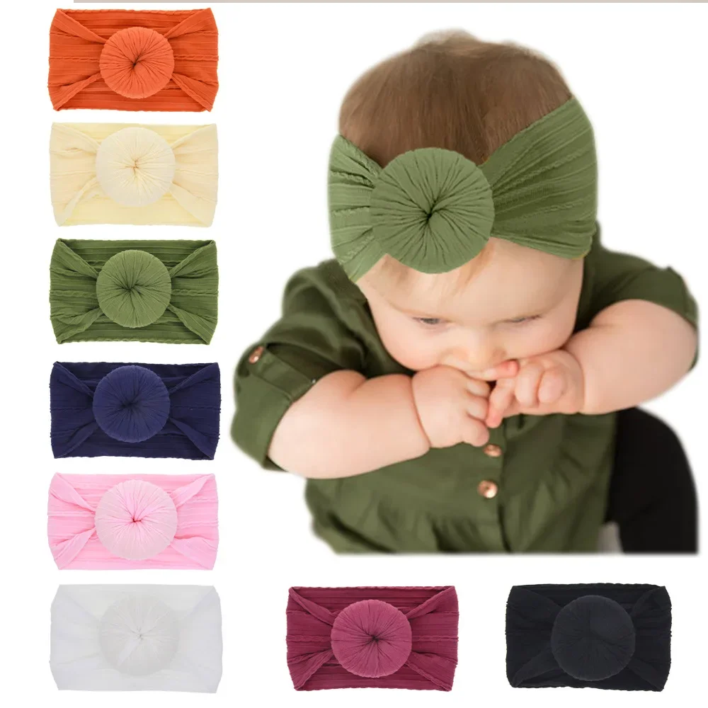 1PCS Round Ball Knot Baby Headband Donut Nylon Stripe Kids Girls Headwraps Children Bithday Gifts Headwear