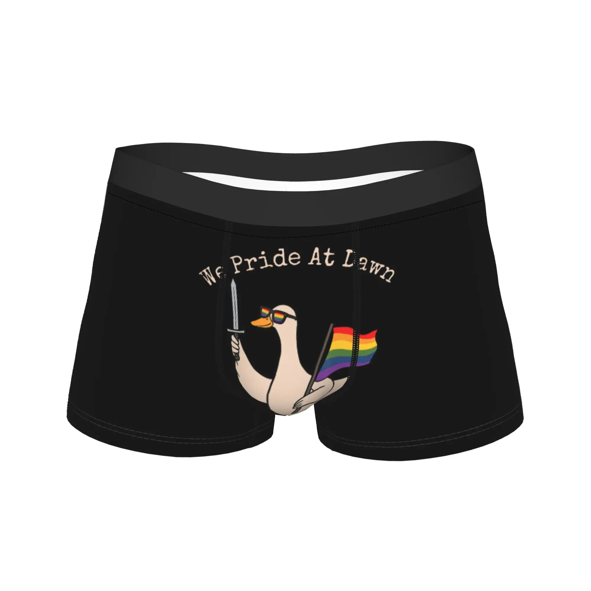 

We Pride At Dawn Funny Goose LGBTQ Pride Humor Underwear Men Underpants Printed Soft Trend Boxershorts Quality Shorts Briefs