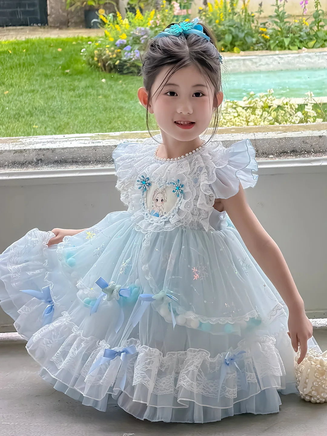 Saia de Princesa para Meninas, Novo Estilo de Verão, Vestido de Aniversário em Tule Estilo Conto de Fadas, Estilo Alice Lolit...
