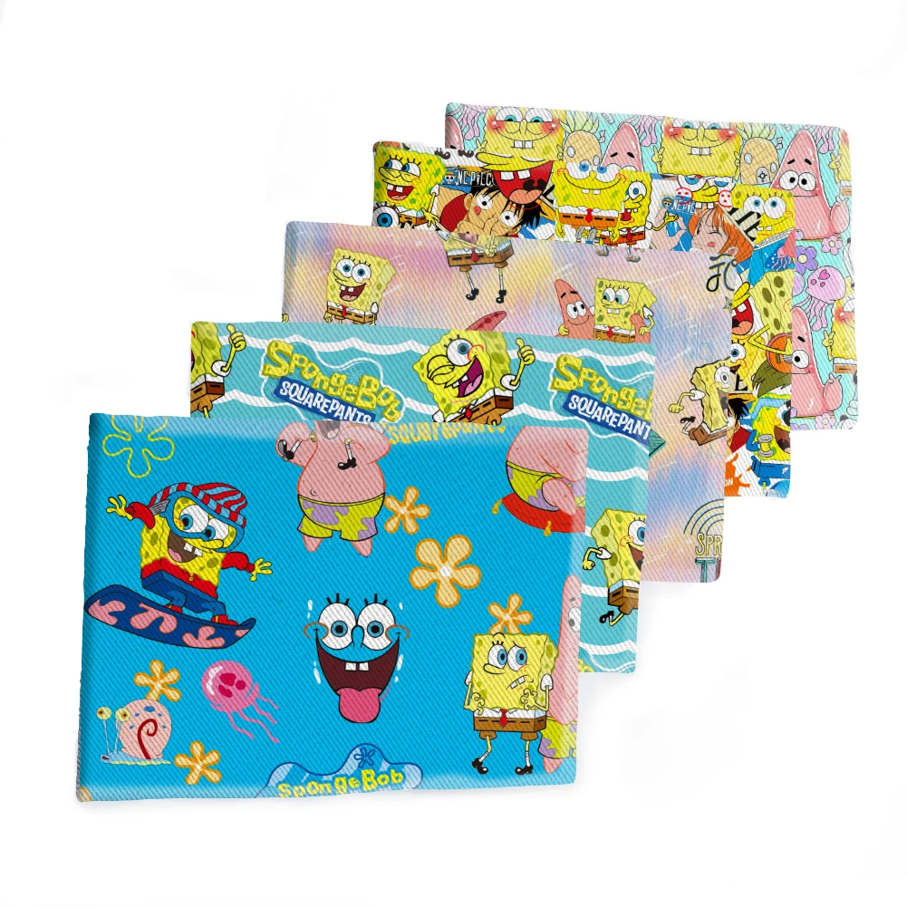 Cartoon SpongeBob Yellow Pattern Printed Twill Fabric for Patchwork Quilting Fabrics