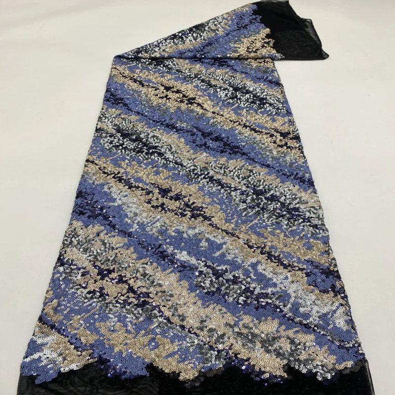 2025 Nieuwe Stretch Mesh Twill Veelkleurige Pailletten Borduren Damesjurk Avondjurk Mode Kleding Glitter Lovertjes Stof