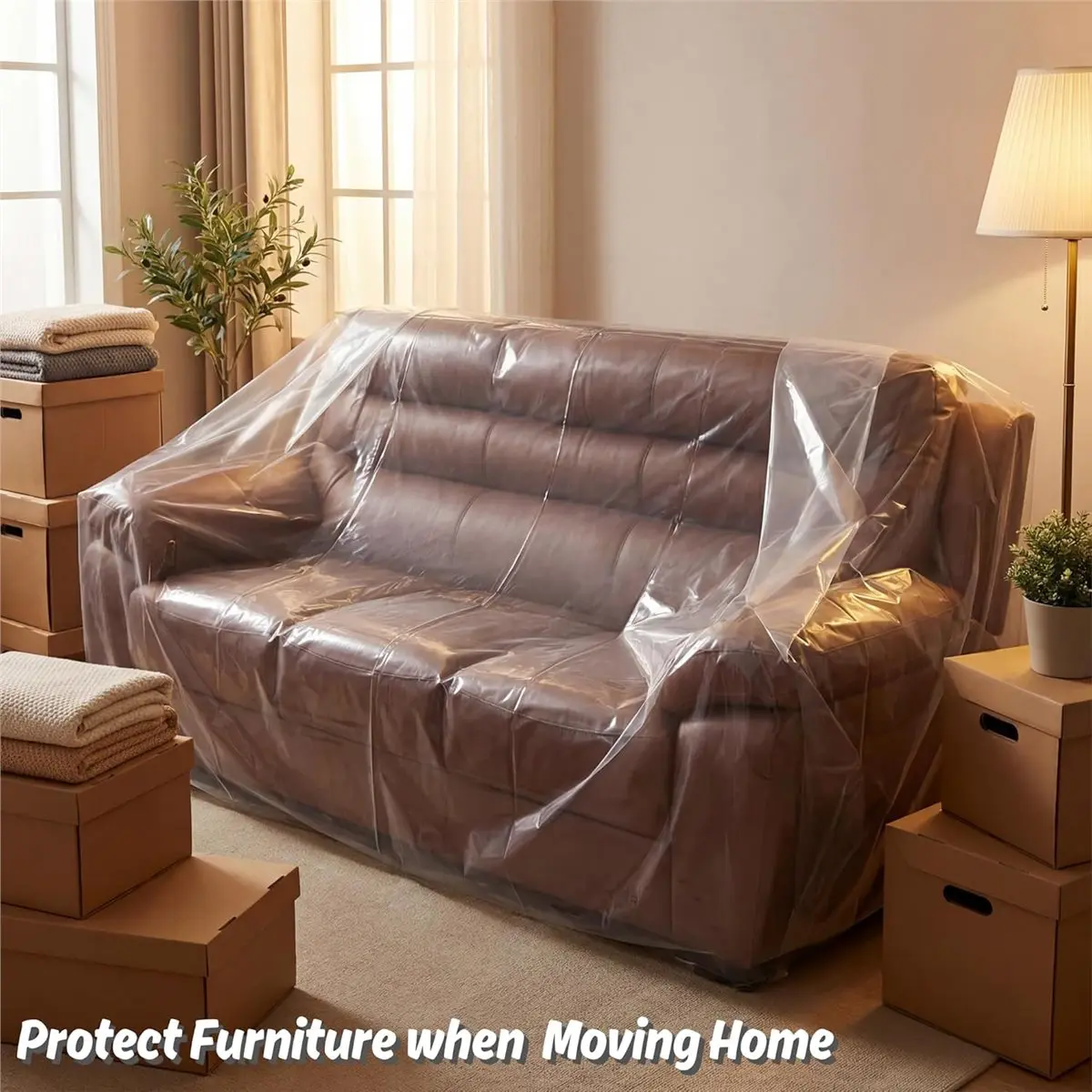 Furniture Cover Dust-Proof Moving Bag for Sofa & Boxes - Clear, Odorless Plastic - 4mil Thick
