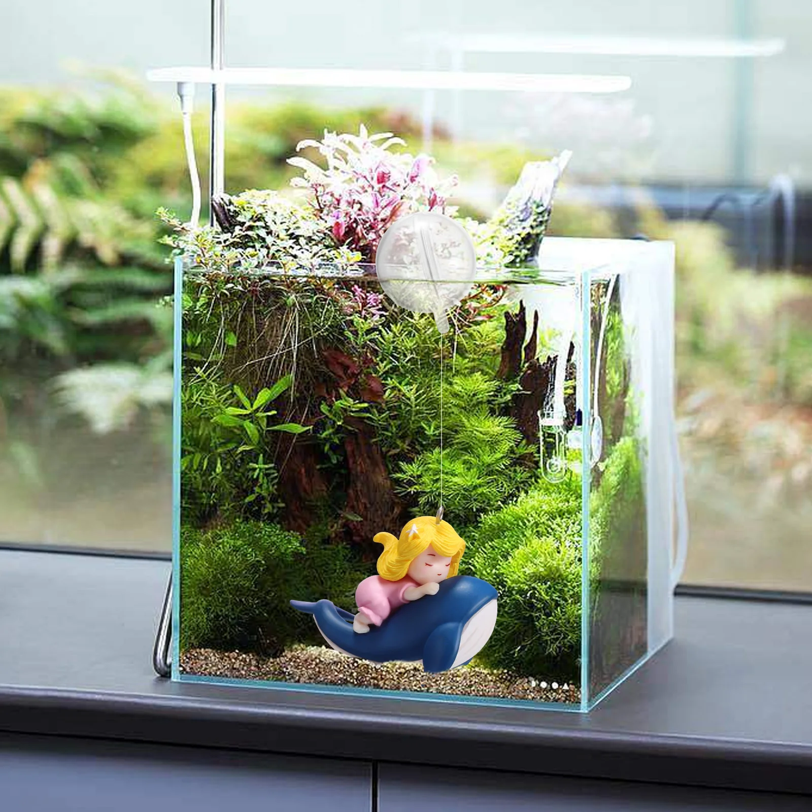 

2 Pcs Aquarium Diver Ornaments Girl Decorations Suspended Fish Tank Pvc Accessories Scuba