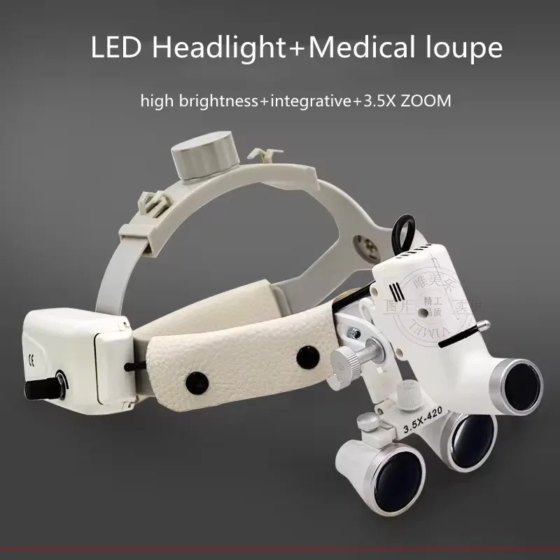 Dental Surgical Loupes 5W Headlight 2.5X  3.5X Magnifying Glasses 420mm Dental Lab Instruments