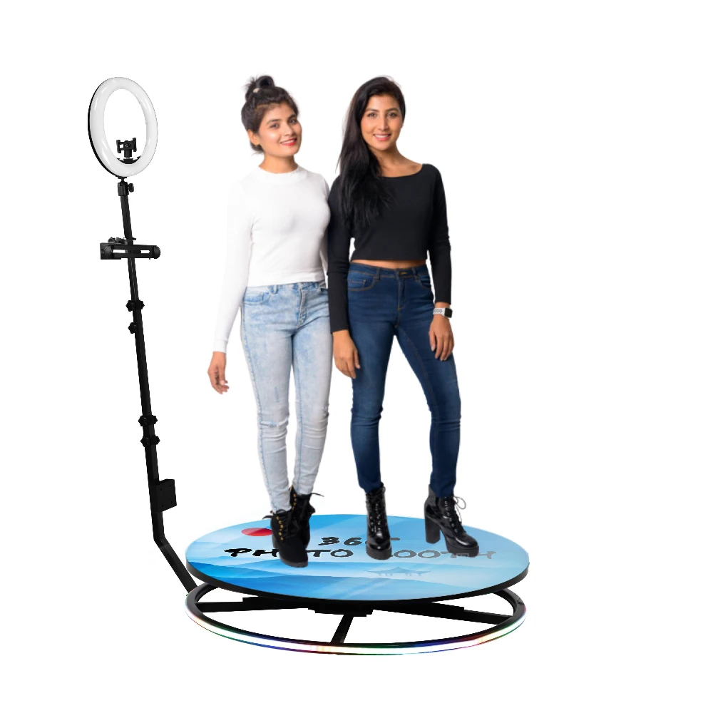 

100cm Metal Tempered Glass 360 Degree Automatic Spin Wireless 360 Photo Booth Automatic Remote Control With Software