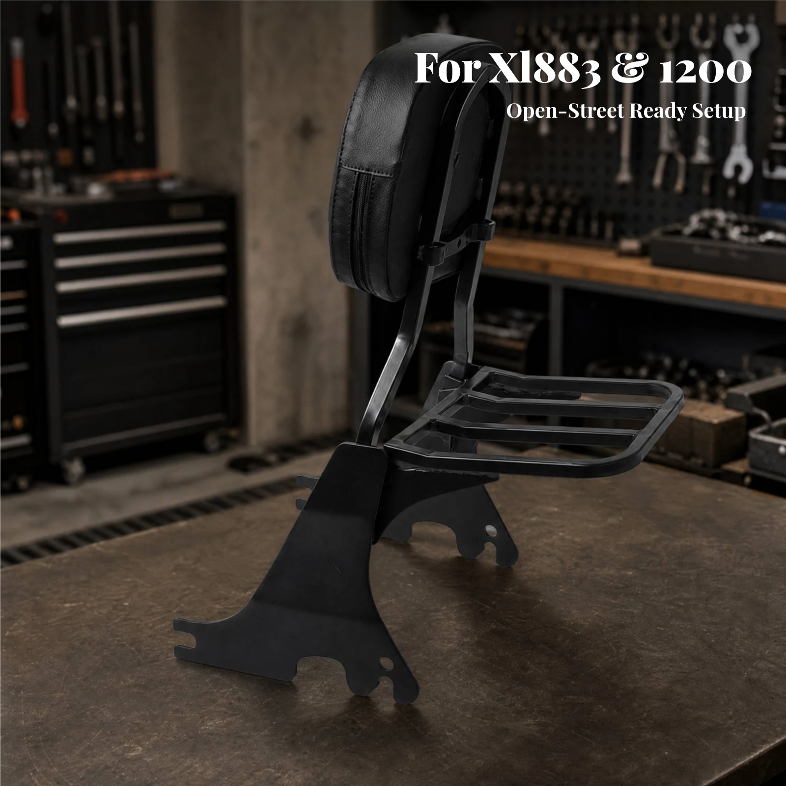 Motorcycle Backrest with Luggage Rack Stylish Passenger Backrest with Luggage Rack Easy to Install Sturdy for Motorcyclists