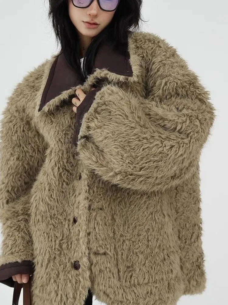 Casaco de inverno dupla face nova pele integrada casaco camurça curto motocicleta terno feminino emagrecimento versão coreana jaqueta série coreana