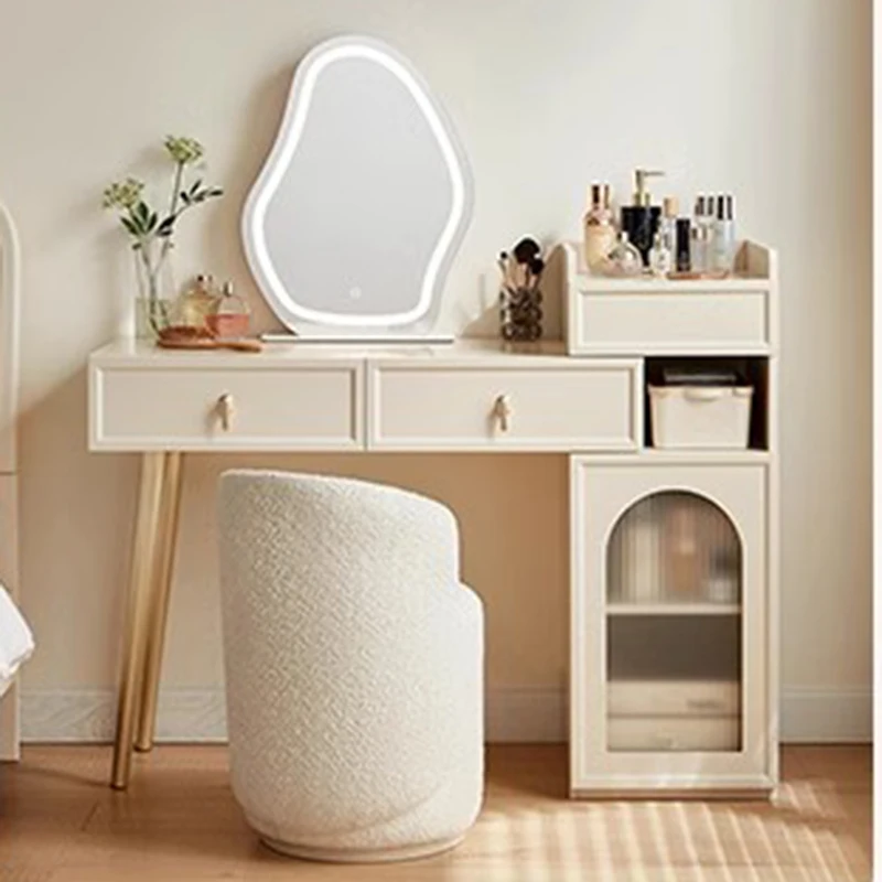 Drawers Mobile Make Up Table White Light Set Chair Vanity Mirror Storage Desk Modern Mesa De Maquillaje Bedroom Furniture