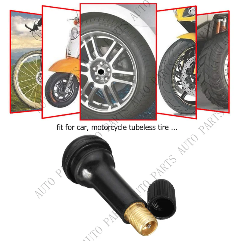 A+ for 4pcs Car Auto TR413 Short Rubber Tubeless Snap-In Tyre Tire Valve Stems Black