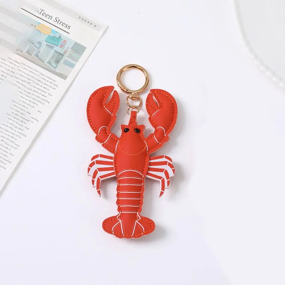 Multi-color Beach Style Pu Leather Lobster Pendant Cute Hanger Pu Crab Keychain Summer Fashion Bag Charm Bag Ornament