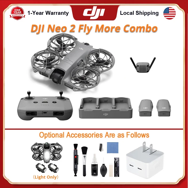 DJI Neo 2 Fly More Combo Drones With a Camera and Optional Accessories Drone 4k Professional Palm Takeoff & Gesture Control, ActiveTrack for Cycling, Omnidirectional Obstacle Avoidance