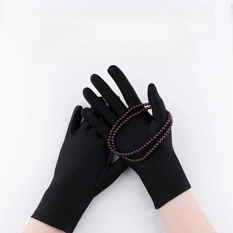 Fashion Summer Spandex Gloves Women Men Sun Protection White Black Thin Short Stretch Dressy Dance Gloves