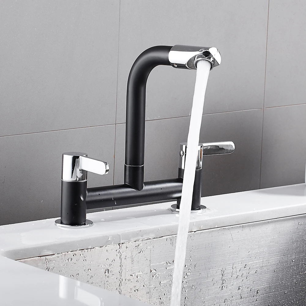 Black Kitchen sink Faucet mixer Seven Letter Design Water Purification tap British regulatory Dual Handle