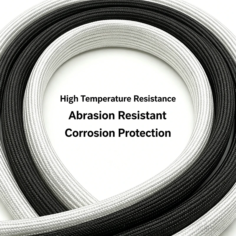 ID 1-30mm Fiberglass Braided Sleeve 600Deg.C Flame Retardant High Temp Heat Insulated Tube Auto Engine Wiring Harness Protector