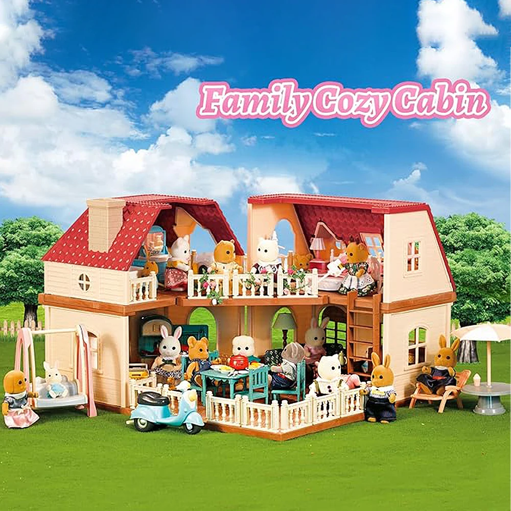 SENGTONGLEHOUSE-A08 Playset de cabina acogedora familiar de plástico Diy cabaña juego de simulación casas de muñecas muebles Accesorios