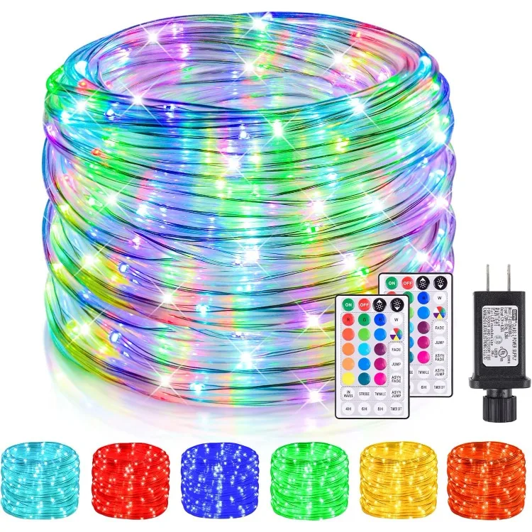 

99Ft LED Rope Lights Outdoor, 18 Colors Changing Fairy String Light Plug in with Remote, IP68 Waterproof 300 LEDs Multicolor