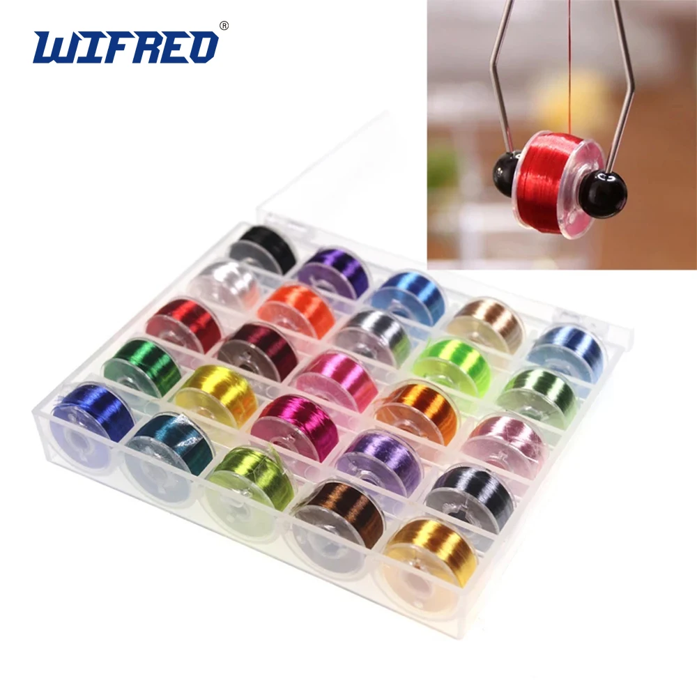 Wifreo Set of 25pcs Pro Fly Tying Thread Floss For 6-14 Flies Trout Bass Fly Tying Material 200Denir Hybrid Filaments Tying line