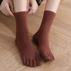 3 paia di calzini termici da donna in cashmere con punta autunno inverno calzino di lana caldo Harajuku calzini casual da lavoro retrò solidi a 5 dita