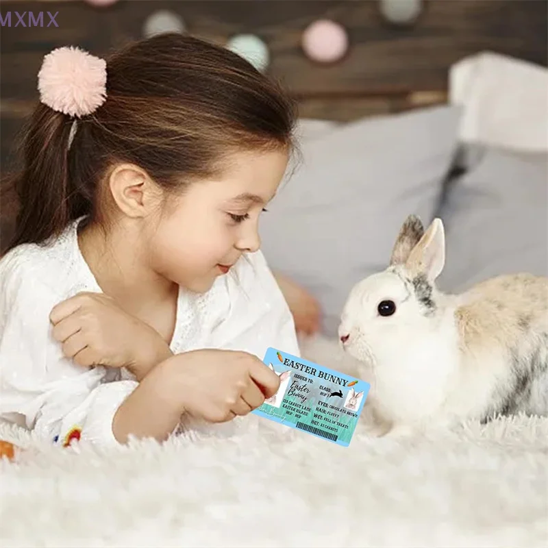 Carte d'identité en plastique drôle, 5 pièces, permis de conduire de lapin de pâques, joyeux pâques, décoration de la maison, cadeau de fête pour les amoureux des lapin