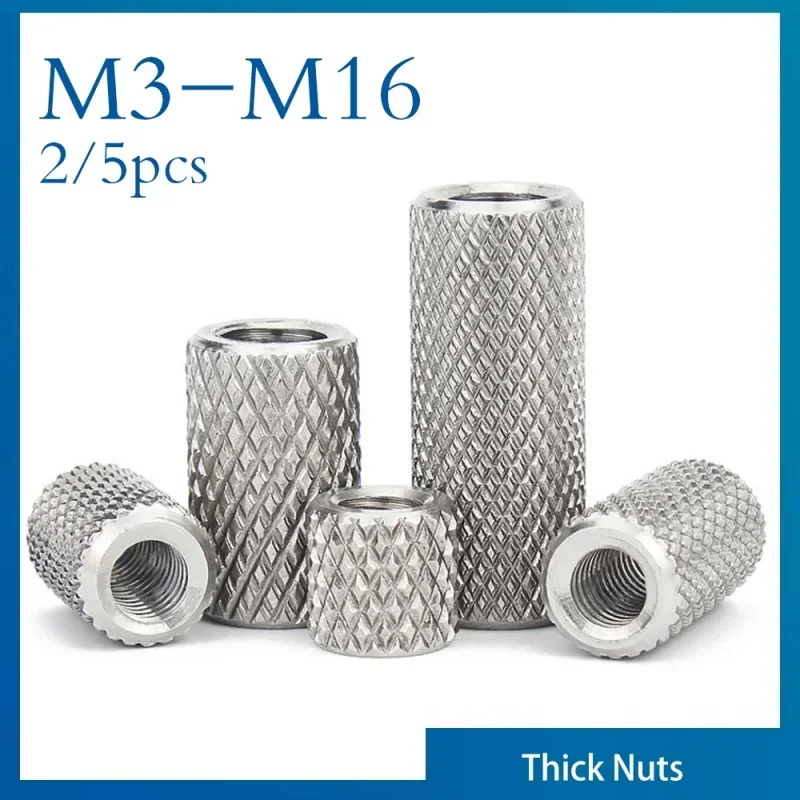 2/ 5pcs Round Knurled Coupling Nut M3 M4 M5 M6 M8 M10- M16 Stainless Steel Long Extenion Thumb Tighten Nuts