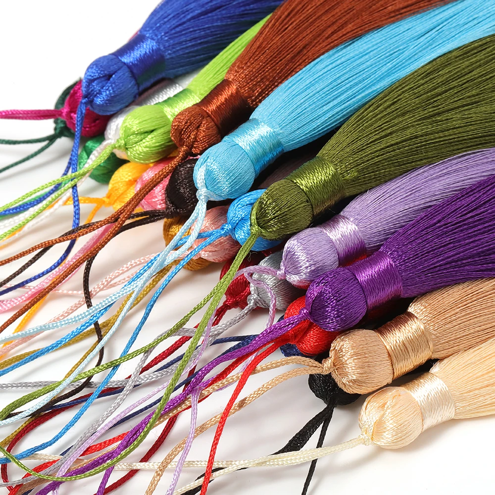 5 Stück 8cm Quasten-Ohrringe aus Polyesterseide, Bürstenanhänger, Ohrring-Charm, Satin-Quaste, DIY-Schmuckzubehör, handgefertigtes Kunsthandwerk – Detail 11