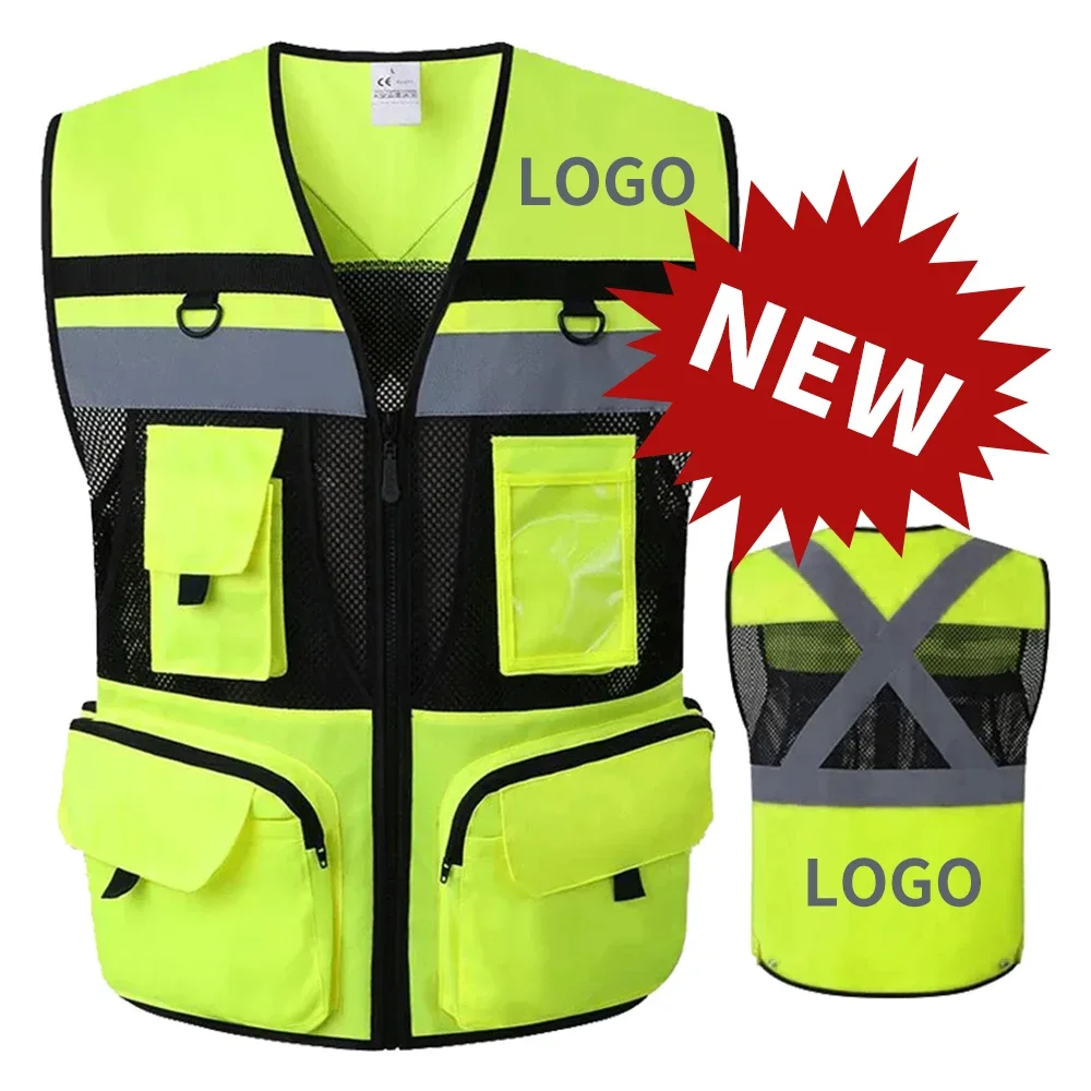 Aangepast LOGO Reflecterend vest met hoge zichtbaarheid Veiligheidsvest Werkkleding Motorrijden Sport Outdoor reflecterend jack