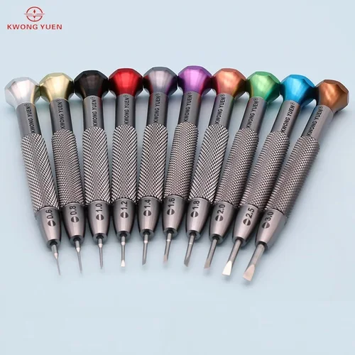 KWONG YUEN-Juego de destornilladores planos antideslizantes en forma de T, destornillador de reparación, herramienta de relojero