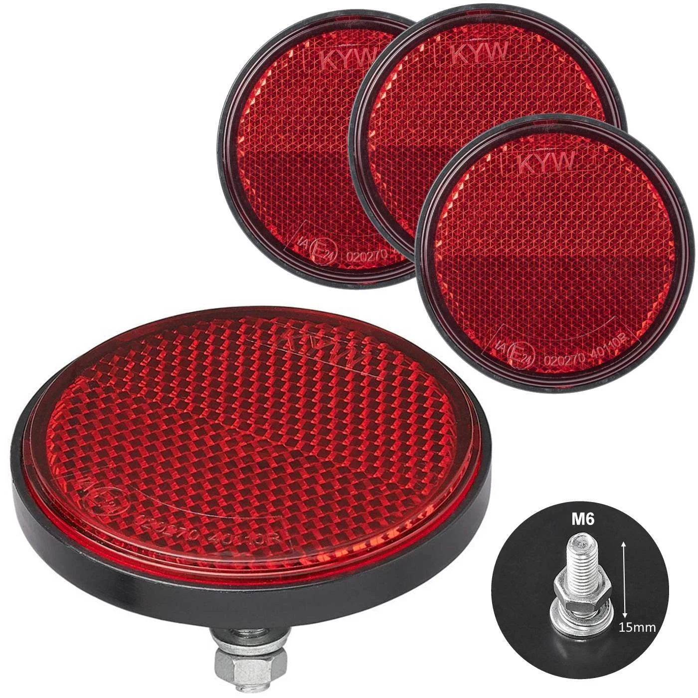 

4pcs 60mm Red Round Trailer Rear-View Mirrors With Screw Mounting For Trucks Motorhomes Cars Safety Warning Accessories