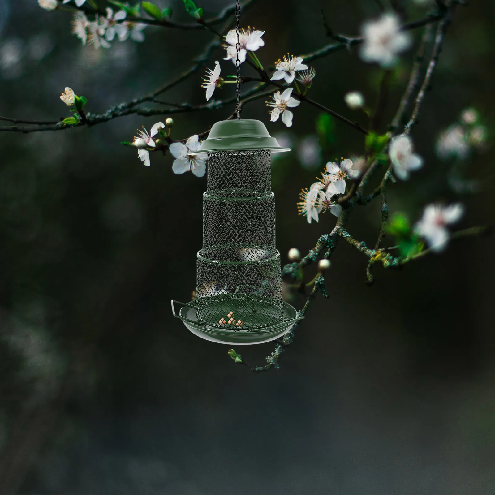 

Feeder Single Layer Square Hanging Mesh for Outdoor Garden Balcony Patio Space Saving Platform Bird Feeder