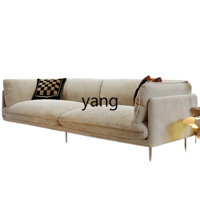 Yjq retro style fabric sofa living room straight row cream style embrace three-proof cat claw cloth sofa