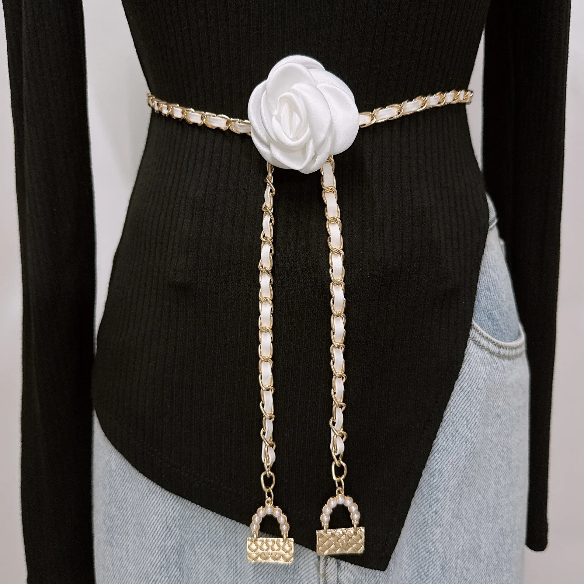 Модный цветочный золотой пояс-цепочка, женский регулируемый пояс в стиле панк, серебряные металлические ремни для женщин, роскошные цепочки для платьев и брюк высокого качества