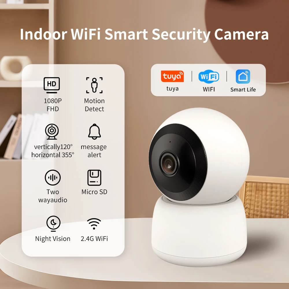 Kamera IP nirkabel WiFi 1080P, kamera pengawas Monitor bayi pelacakan otomatis, penyimpanan Cloud Wi-fi PTZ kamera IP P2P