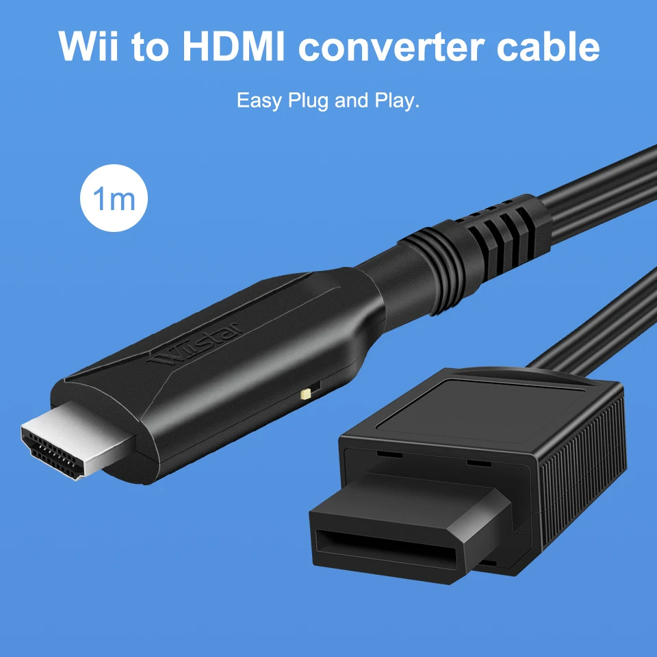 

Wii to HDMI Converter Adapter Full HD 1080P Wii2HDMI Converter Cable Male to Male 1 Meter for PC HDTV Monitor Display