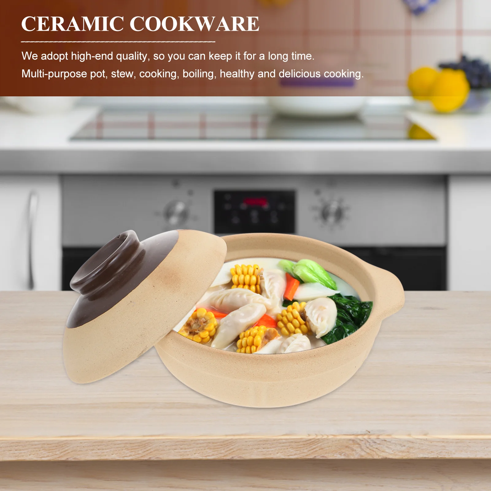 

1Pcs Ceramic Casserole Pot 500ml Smooth Glazed -Saving Multi-Purpose Cooking Pot Ceramic Casserole Dish