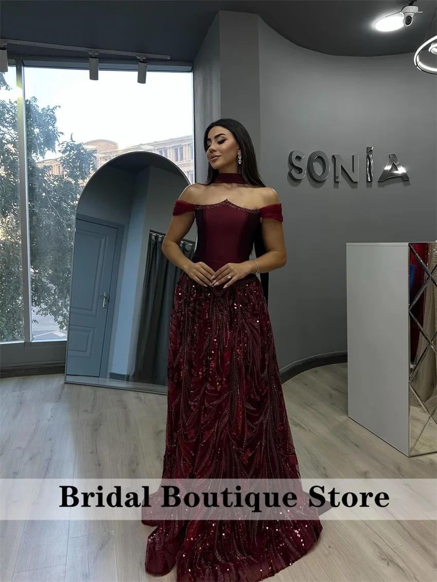Robe de soirée bordeaux élégante avec perles, arabie saoudite, avec châle, robe de soirée de mariage, robe de bal personnalisée