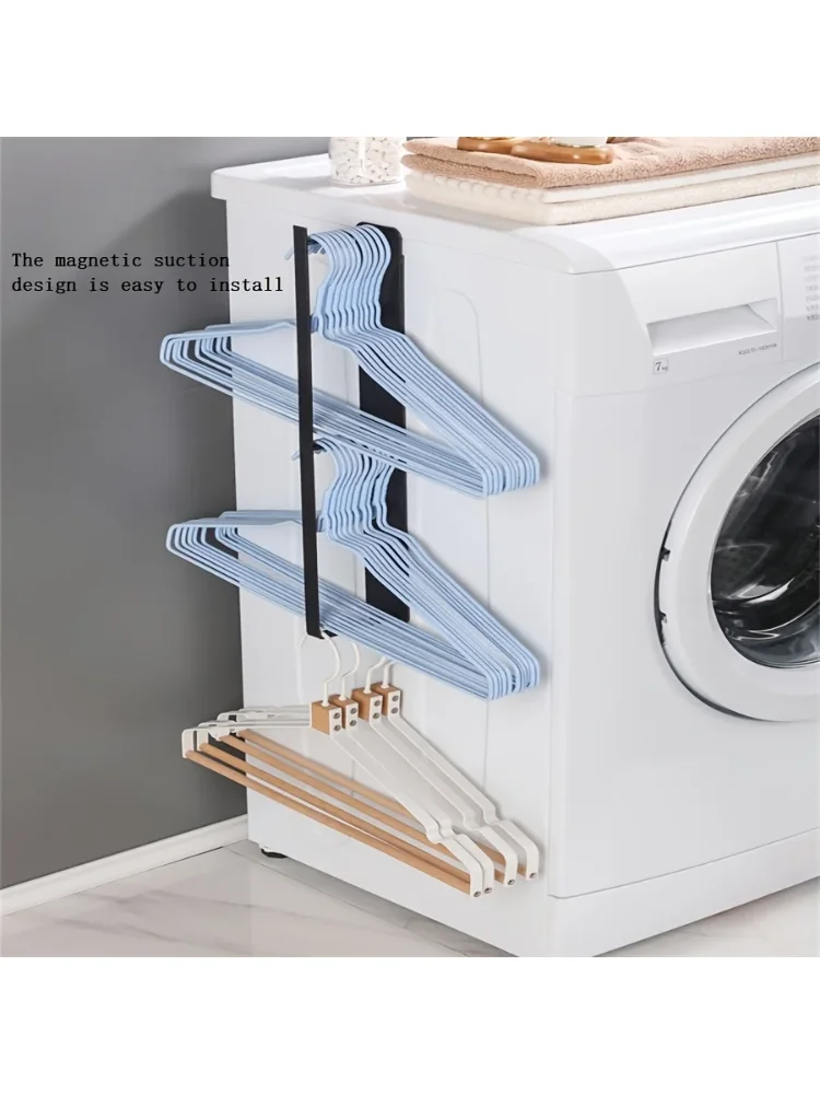 1 Magnetic Clothes Rack, Storage Rack, Washing Machine, Side Space Saving, Wall Mounted Towel Rack for Increased Storage Space