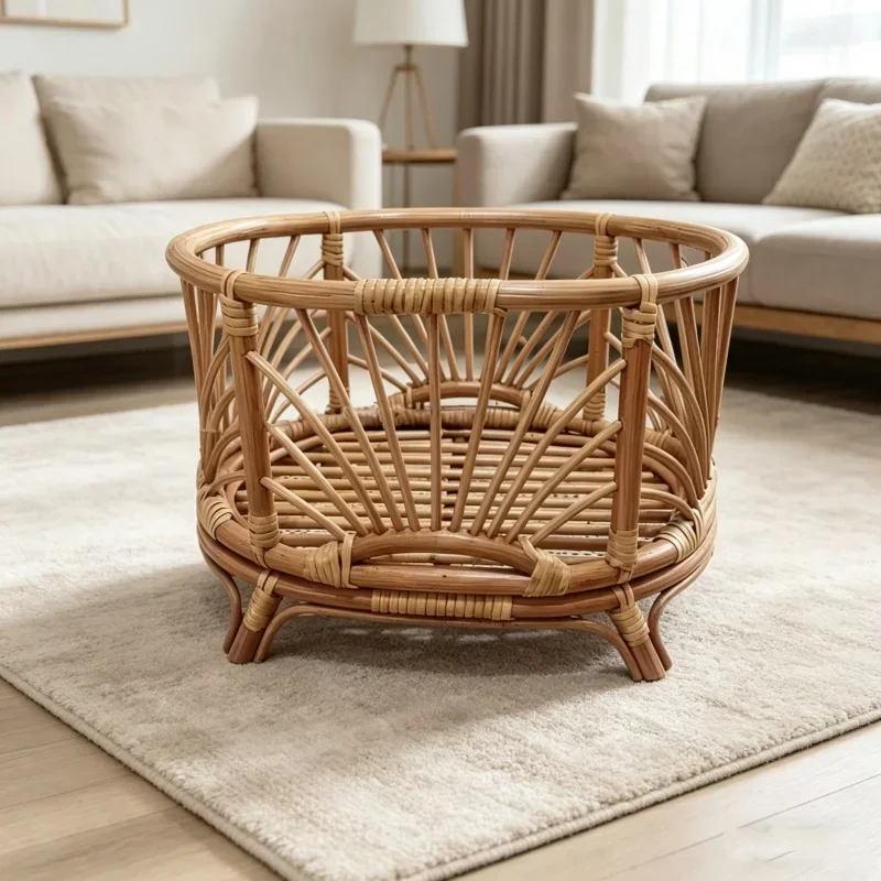 Unisex Infant Photo Props Retro Rattan Basket Chair baby Posing Bed Background Decor For Baby Girl Boy Studio Shooting Supplies