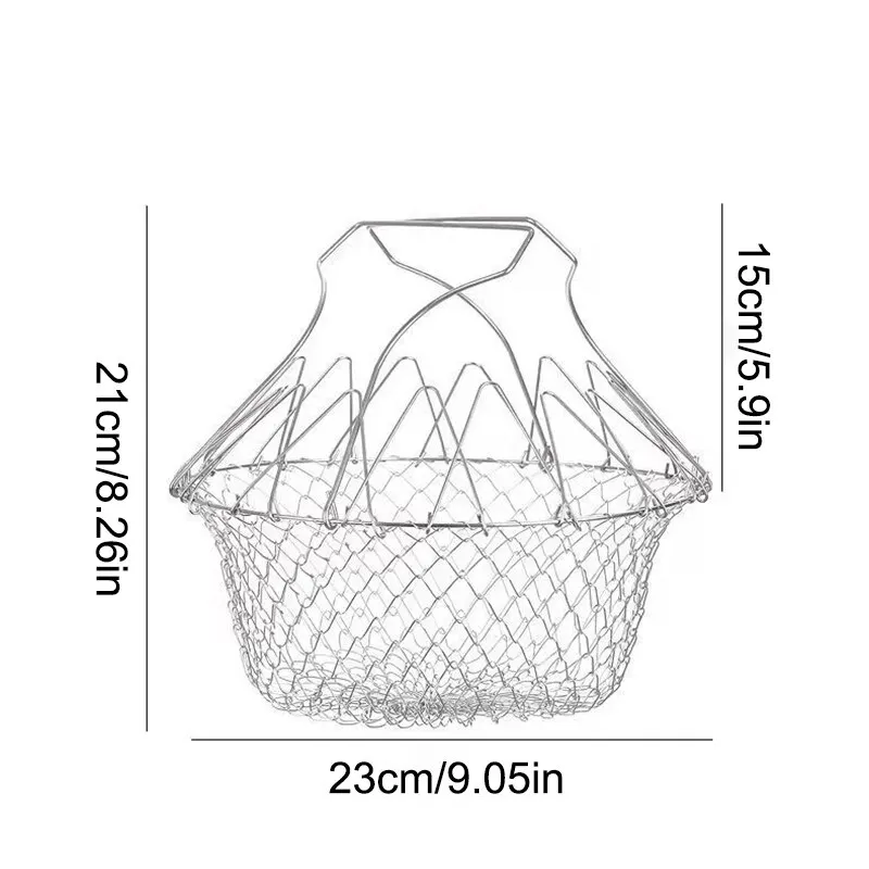 1PC Stainless Steel Foldable Multifunctional Fryer Basket French Fry Strainer Kitchen Appliance Is Durable images - 6