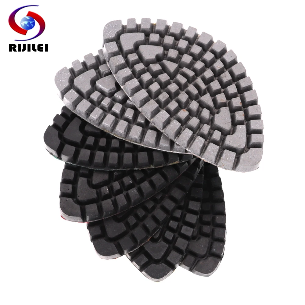 Almofada de Polimento de Diamante Triangular para Piso de Concreto Lixador em Forma Especial para Pedra de Mármore Grainte 10 Pcs por Conjunto