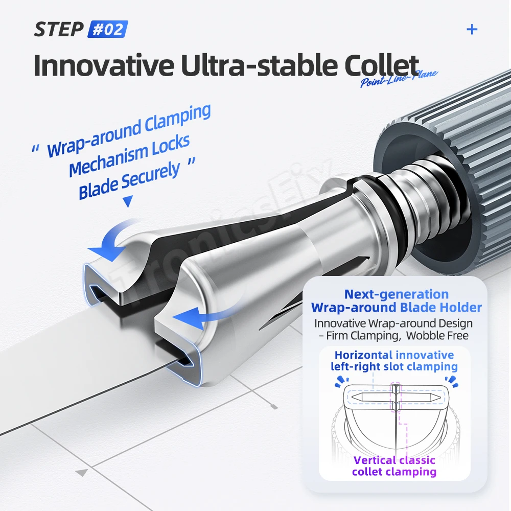 Qianli Precision Blade Handle for Motherboard Repair Dual-Use Anti-Slip Grip with Ultra-Stable Collet for Phone Engineers Tool