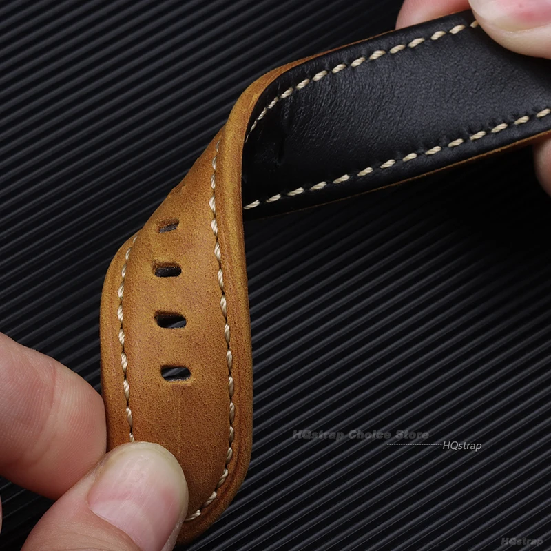عالية الجودة متجمد الجلود حزام ساعة اليد لبانيراي 20 مللي متر 22 مللي متر 24 مللي متر 26 مللي متر الرجال حزام الساعات أسود براون أزرق حزام ساعة من الجلد #6