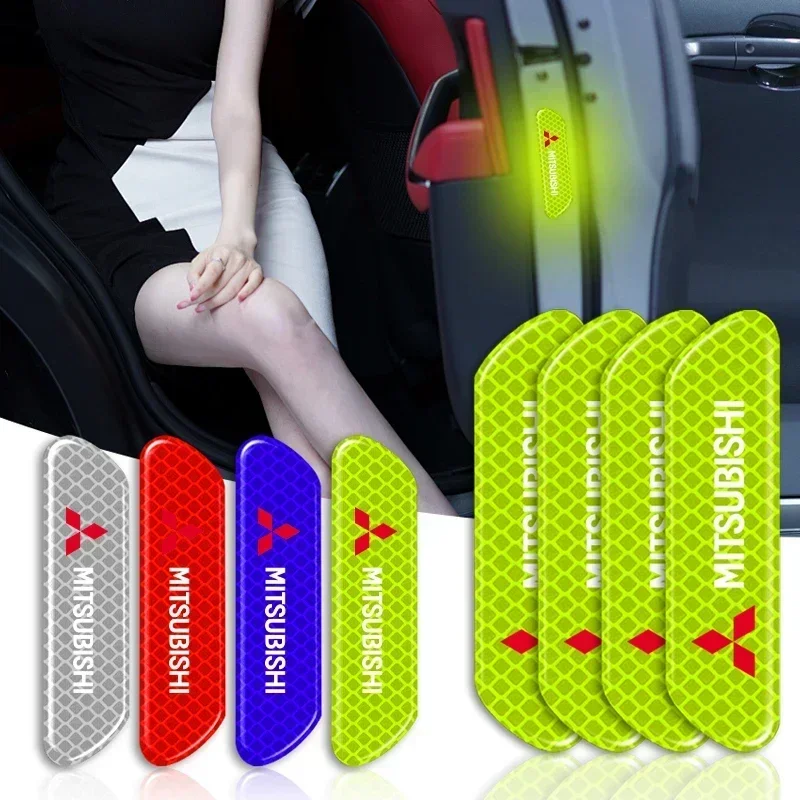 4pcs Car Door Reflective Strips security Warning Stickers For Mitsubishi ASX Lancer Pajero Outlander L200 EVO Lancer EX Doods