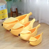 Autumn and Winter Pet Cartoon Cat Nest Semi Enclosed Dog House New Banana Shaped Warm Pet Nest Big Cat Bed