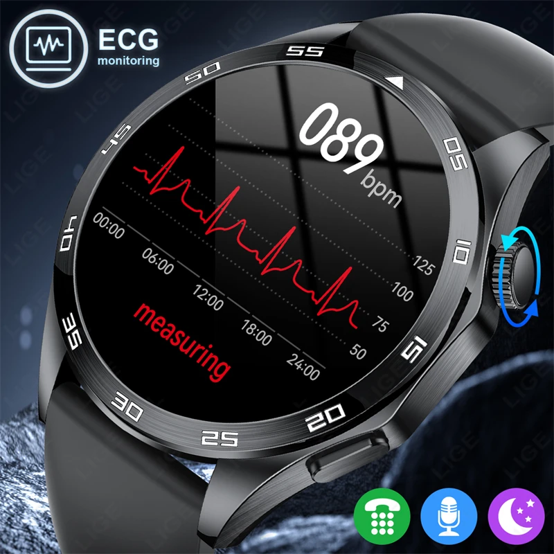 LIGE Smartwatch Men ECG Health Monitor Sport Fitness Watches BT Call Sleep Monitoring Waterproof Activity Tracking Smart Watch