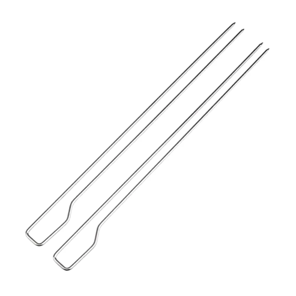 2Pcs Premium Stainless Steel Barbecue Fork Meat Fork For Wings Kebabs Outdoor Camping Restaurant Bbq Tools Skewer Stick Grill
